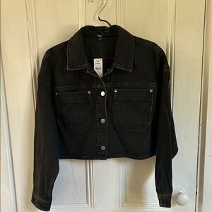 Express Black Cropped Denim Jacket